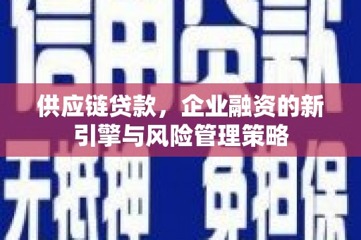 清溪供应链贷款，企业融资的新引擎与风险管理策略