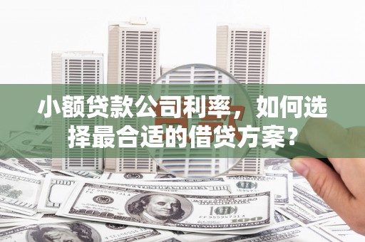 清溪小额贷款公司利率，如何选择最合适的借贷方案？